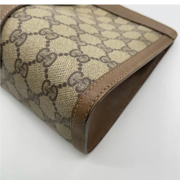 💯 Authentic Gucci suprime GG Sherry Line PVC Brown Clutch Bag NS080844 - Picture 8 of 15